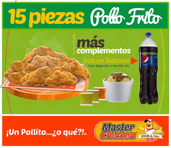 masterchicken pollo frito 15 piezas