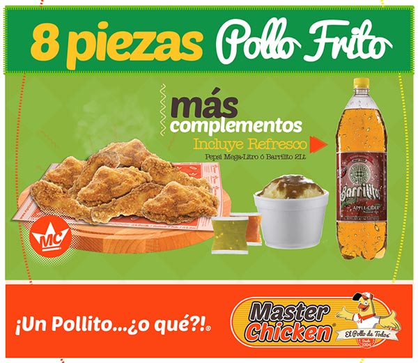 masterchicken pollo frito 8 piezas